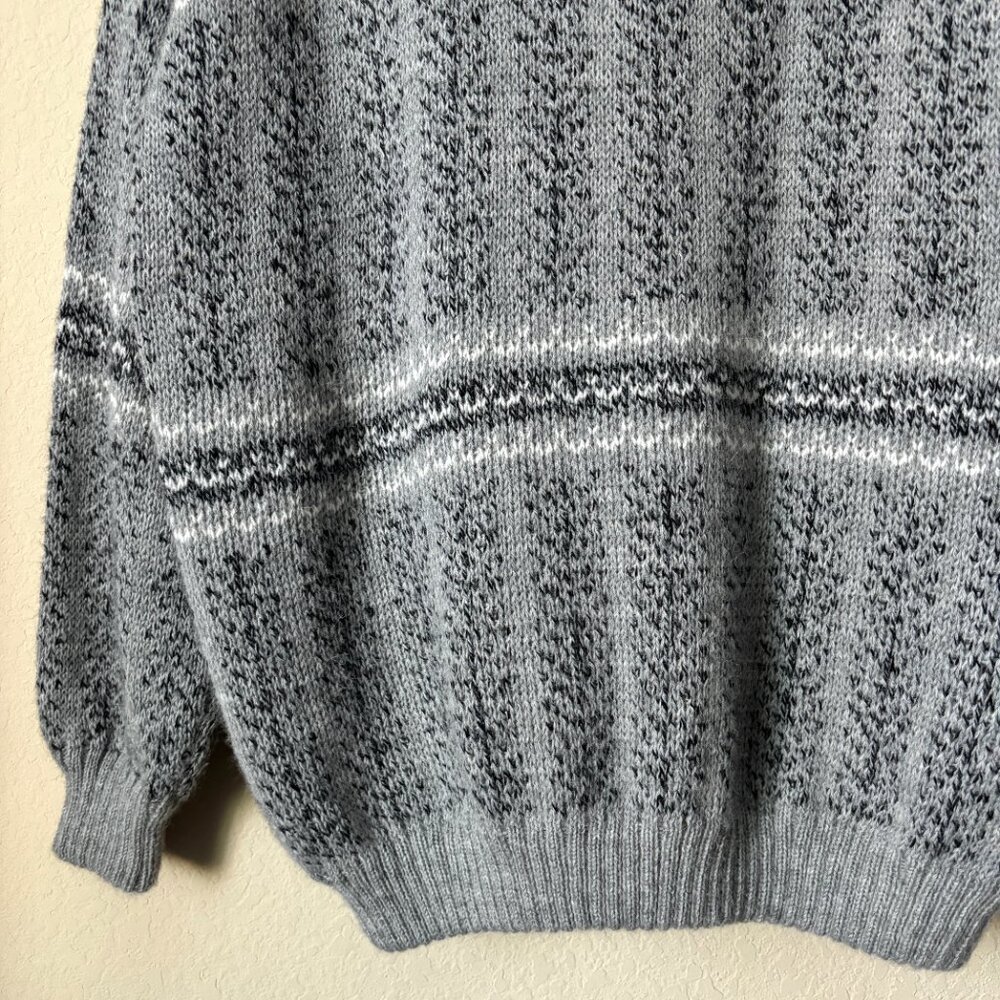 Baby Alpaca Men's XL Printed Gray Full Zip Front Cardigan Jacket Made in Peru - Picture 11 of 12